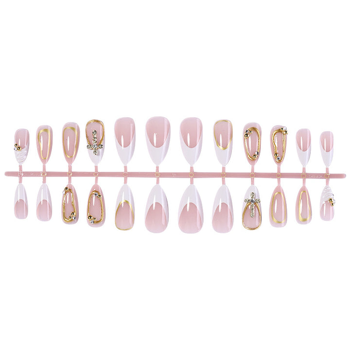 Artistic Press-On Nail Set with Elegant Design Accents Bowlift