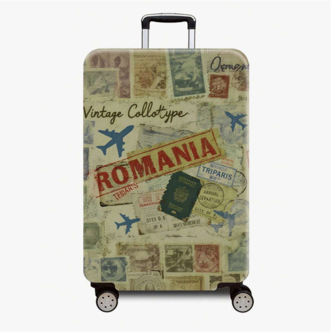 Unisex nan robust Hartschalen Trolley with nostalgic railway collage print, fully rotating smooth-running wheels and retractable telescopic handle Bowlift