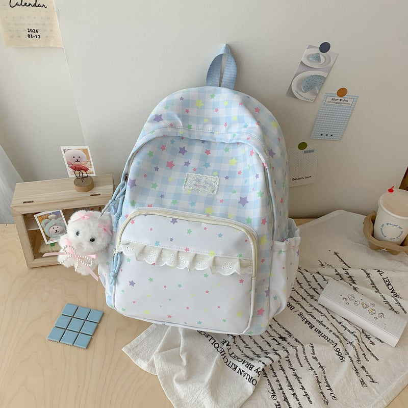 Playful Star Patterned School Backpack