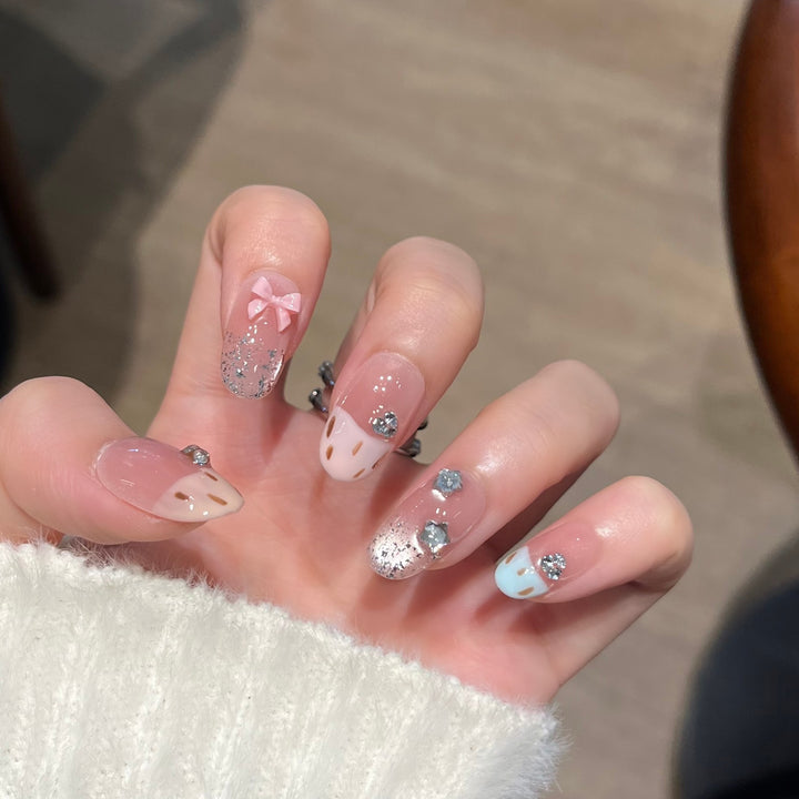 Premium Rhinestone-Embellished Nail Art Extensions Bowlift