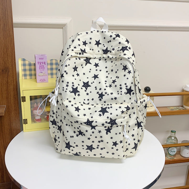 Starry Print Multi-Pocket Backpack Bowlift