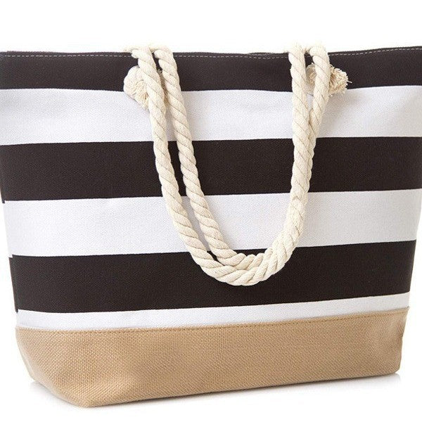 Beach bag with maritime stripes and sturdy rope handles Bowlift