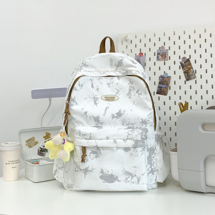 Marble-Patterned Backpack