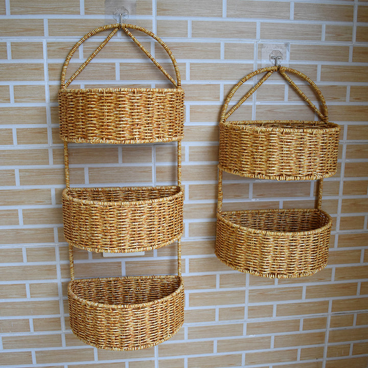 Multi-Tiered Woven Wall Hanging Storage Basket Bowlift