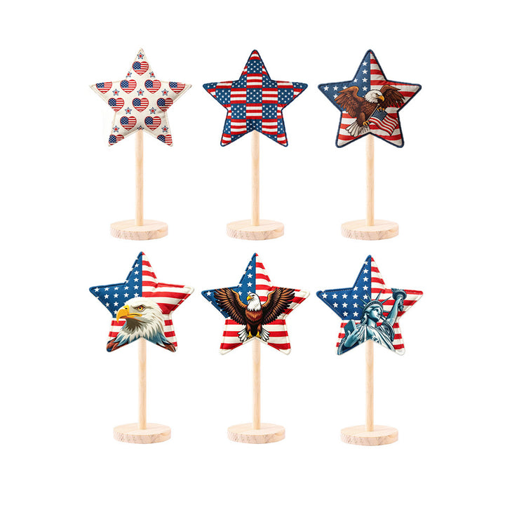Unisex decorative fabric stars on wooden stand table decoration Bowlift