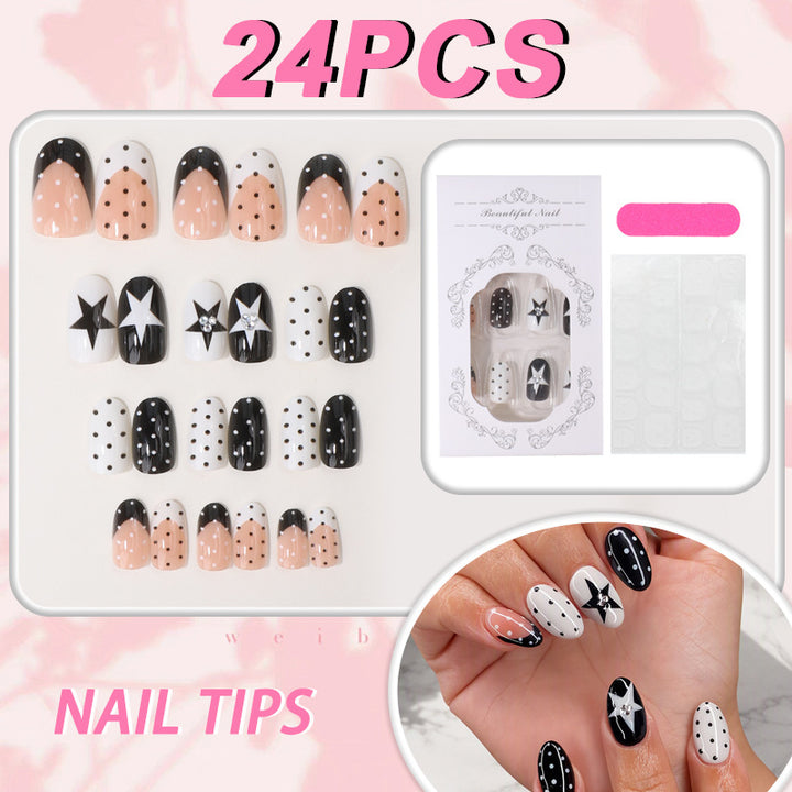 Artistic Star-Patterned Press-On Nail Tips Bowlift