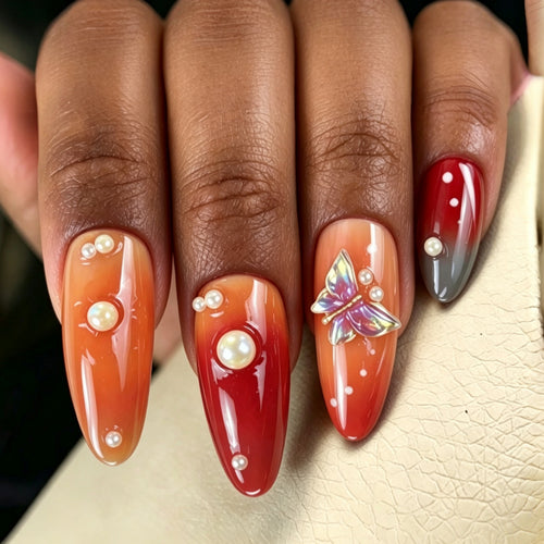 Artificial nails with intricate jewelry details Bowlift