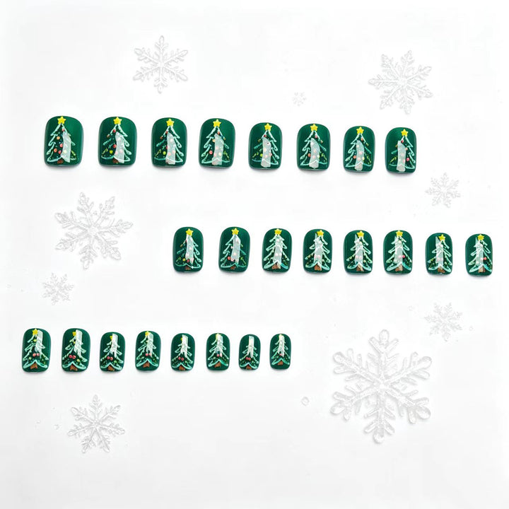 Festive artificial nails with Christmas tree design Bowlift
