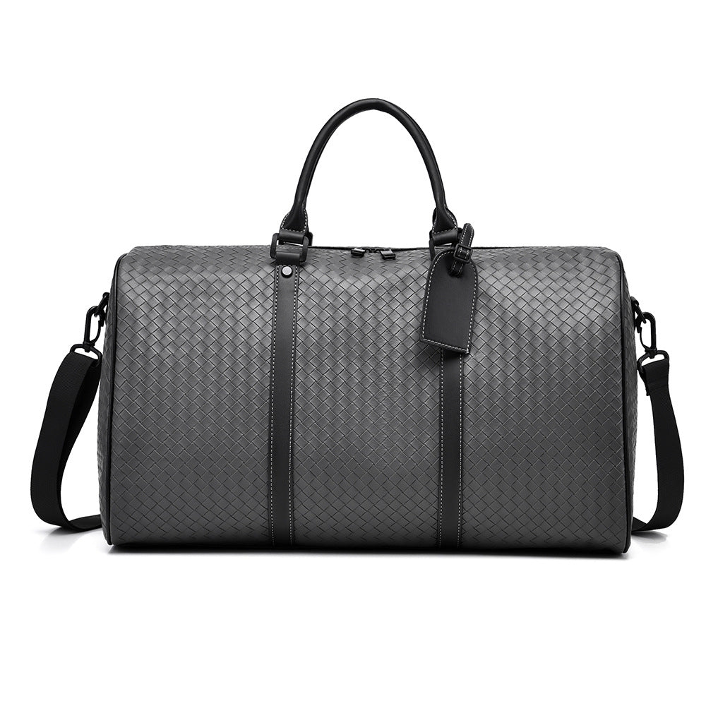 Woven Faux Leather Travel Duffel Bag Bowlift
