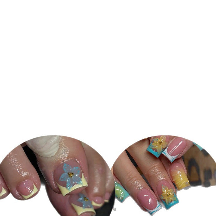 High-Quality Floral Design Press-On Nail Set Bowlift