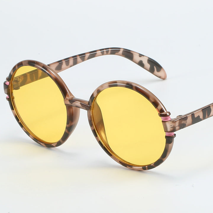 Women's round sunglasses in trendy leopard pattern with UV protection Bowlift