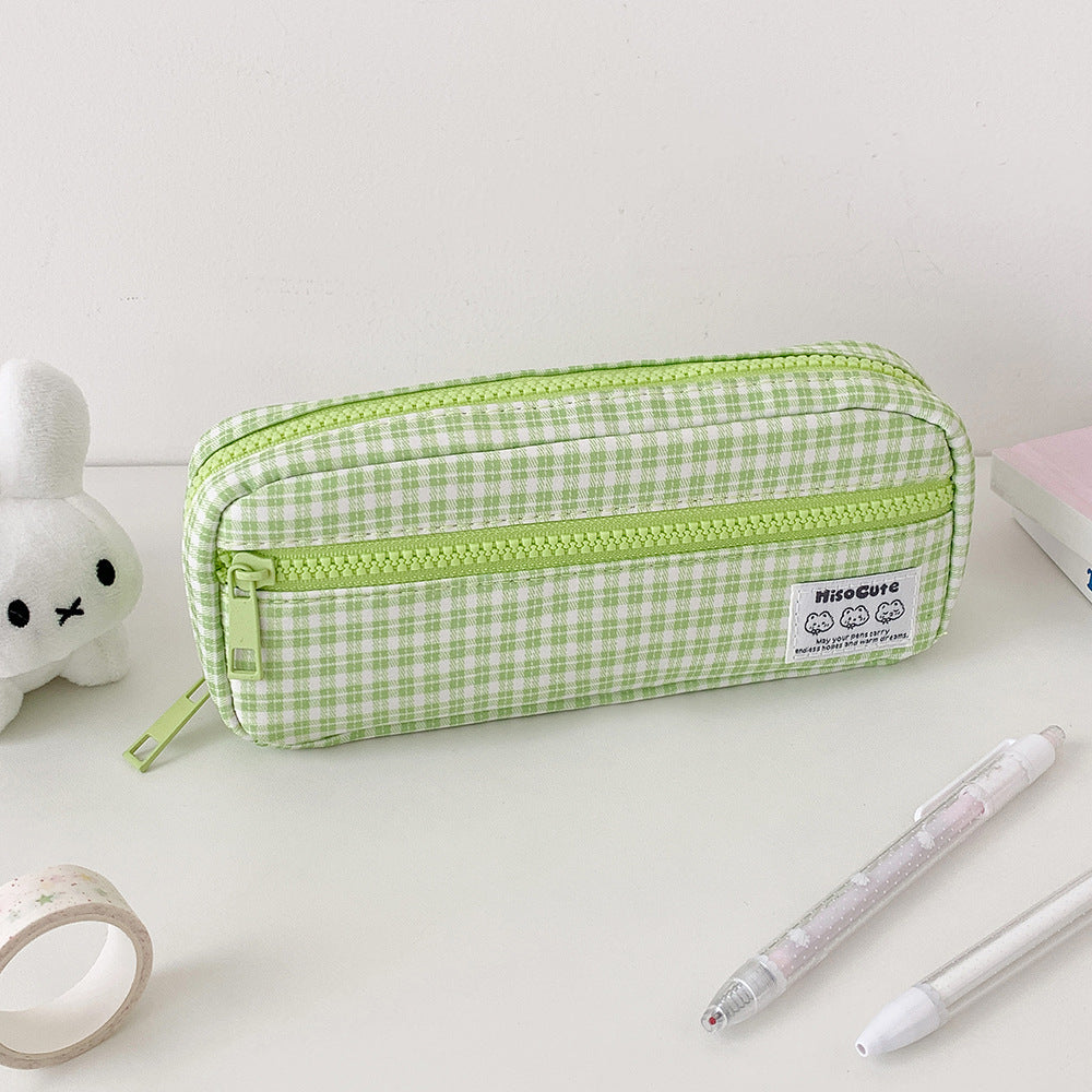 Stylish Gingham Checkered Pencil Case Bowlift