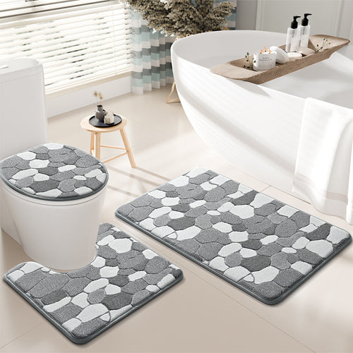 Stone-Pattern Bathroom Rug Set