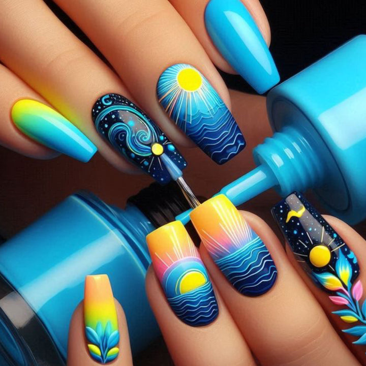 Cosmic Ocean Nail Art Design Bowlift