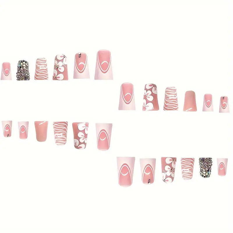 Glamorous 3D Floral Press-On Nail Art Bowlift