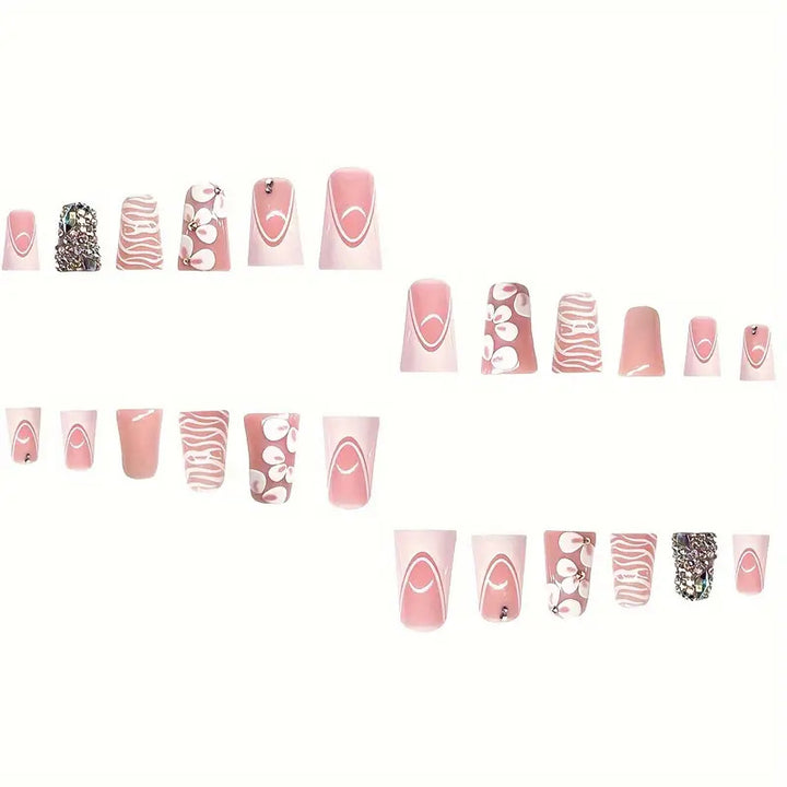 Glamorous 3D Floral Press-On Nail Art Bowlift