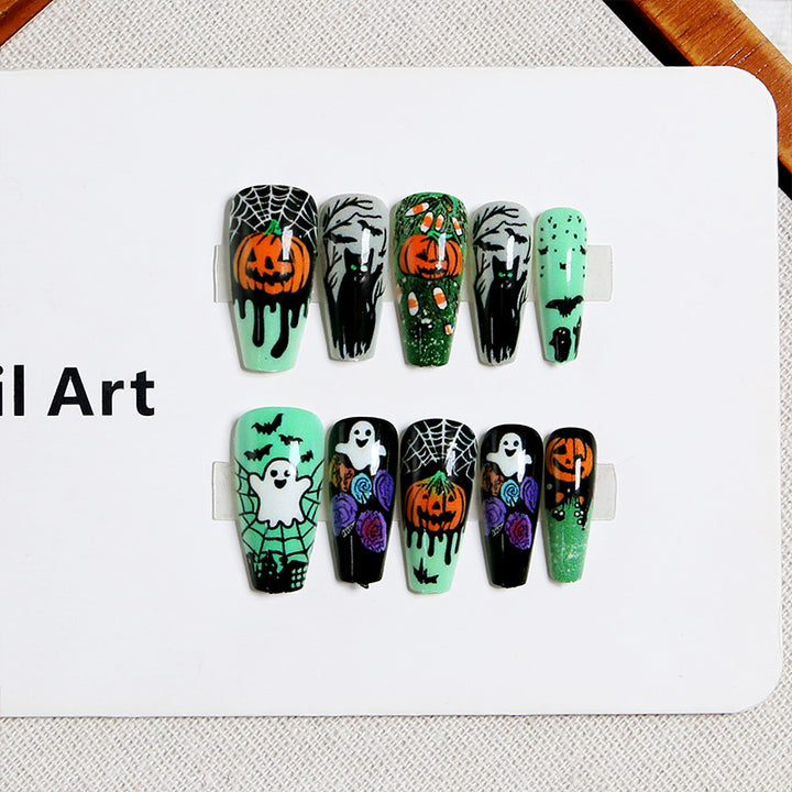 Artificial nail set with spooky Halloween designs Bowlift
