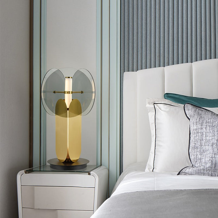 Elegant Modern Table Lamp with Sculptural Glass Shade