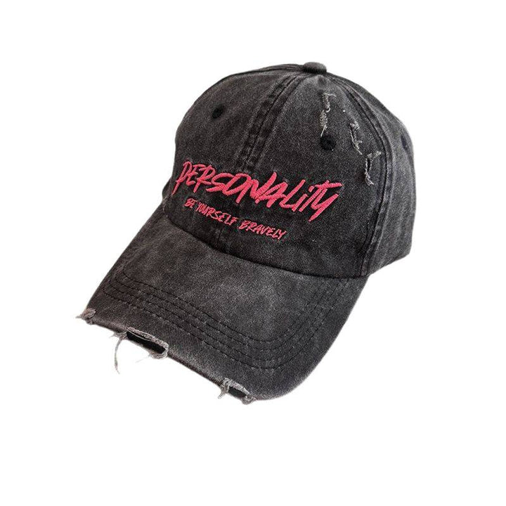 Women's Distressed Denim Adjustable Cap Bowlift