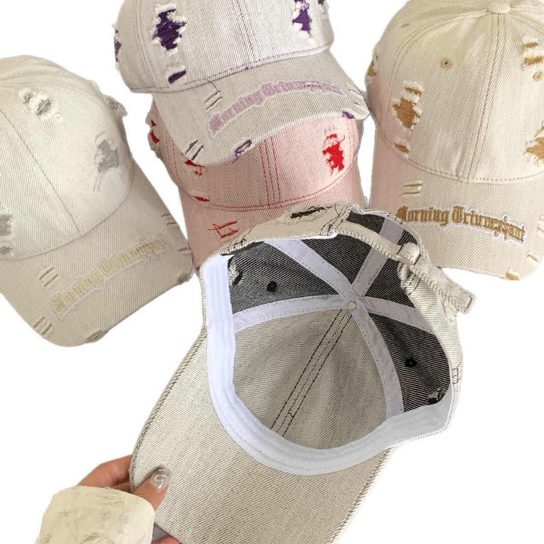 Women's Distressed Denim Baseball Cap Bowlift