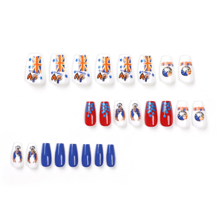 Artistic Nail Extensions with Patriotic Designs Bowlift