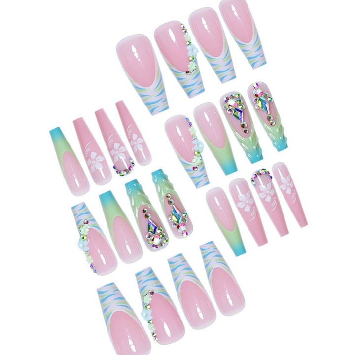 Glamorous 3D Floral Press-On Nail Extensions Bowlift