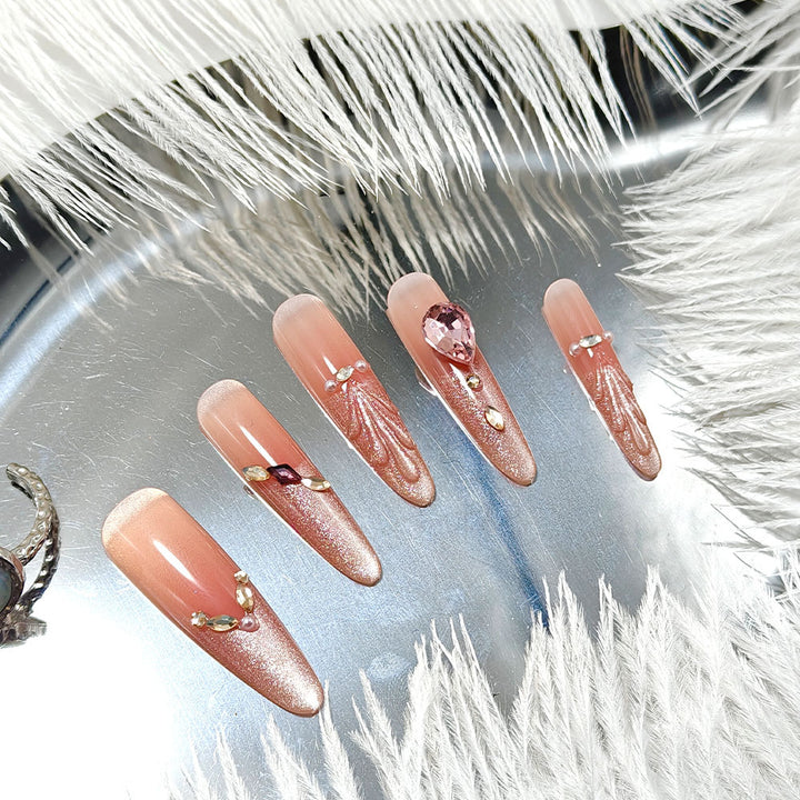 Acrylic nails with glamorous crystal design Bowlift