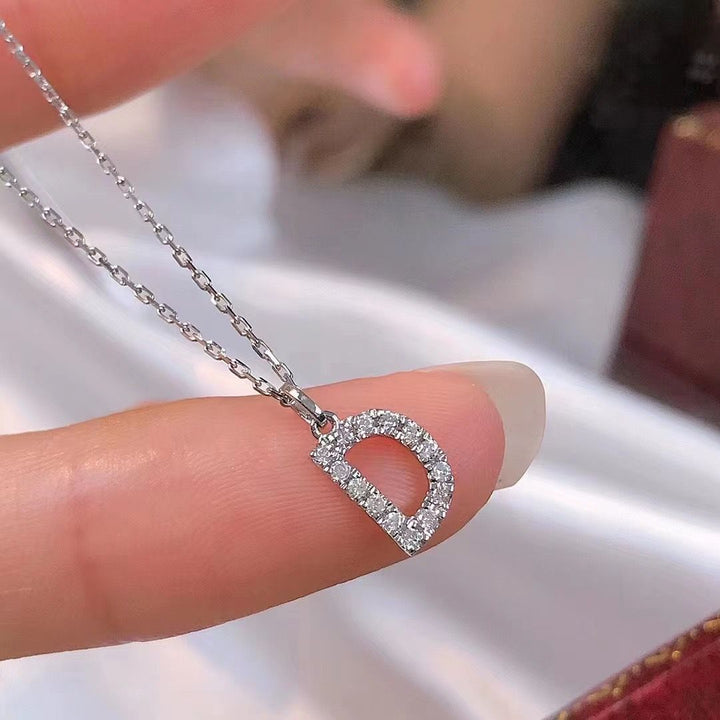 Dainty Pavé Cubic Zirconia Initial A Pendant Necklace Silver-Tone Chain Bowlift