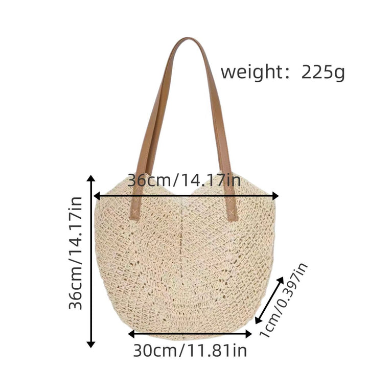Handbag Made of Woven Natural Material with Elegant Carry Handles Bowlift