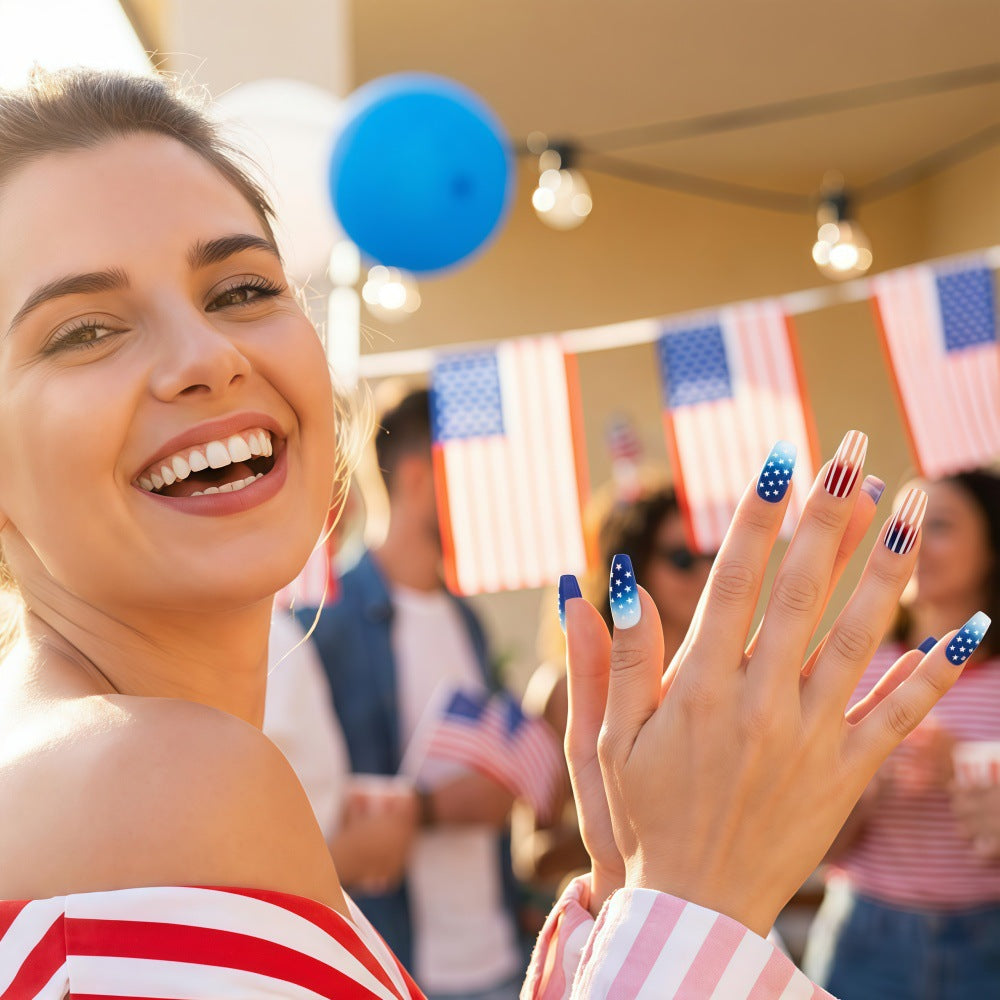 Patriotic design artificial nails Bowlift