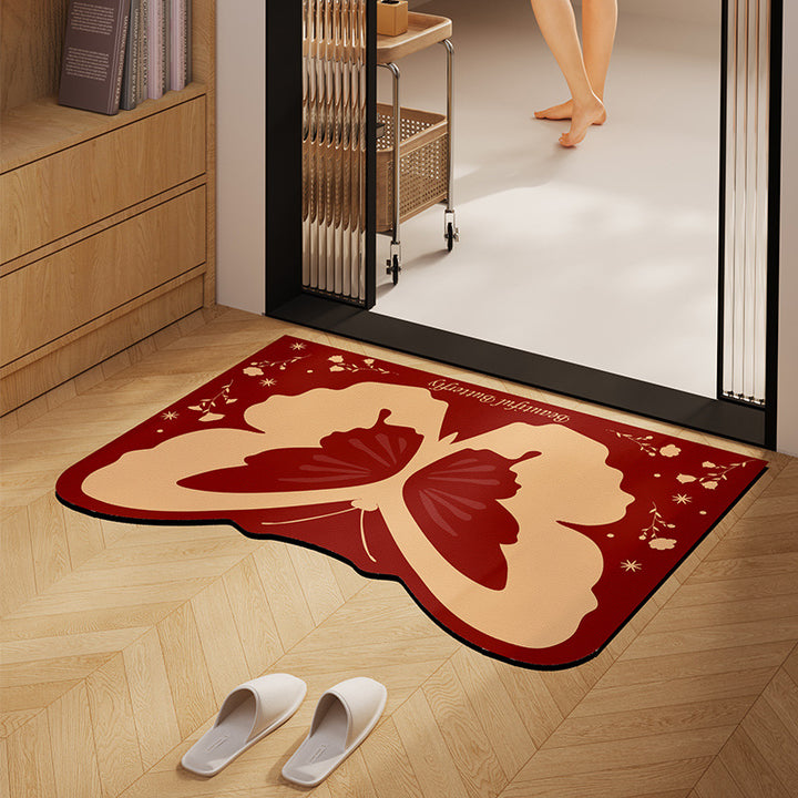 Artistic Butterfly Design Door Mat Bowlift