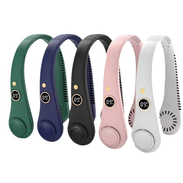Unisex rechargeable neck fan with quiet blower and digital display Bowlift