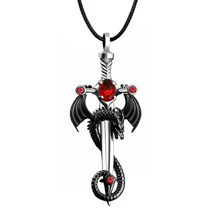 Dragon-Embellished Sword Pendant Necklace Bowlift