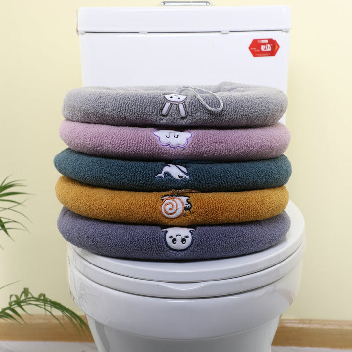Plush Microfiber Toilet Seat Cover with Elastic Anti-Slip Strap Bowlift
