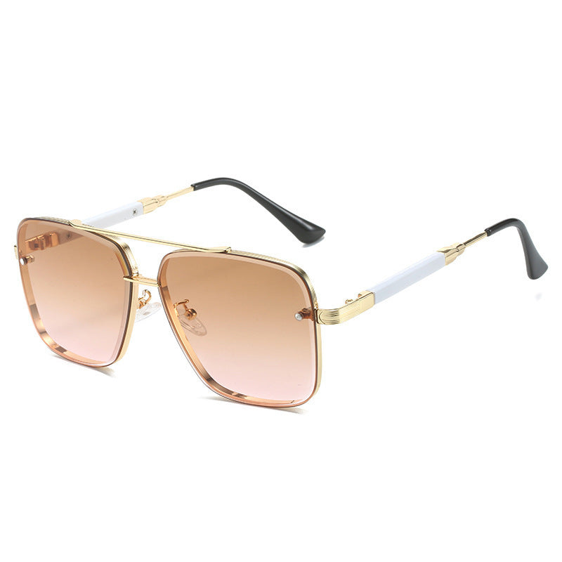 Women Geometric Oversize Sunglasses with Filigree Metal Frame Bowlift
