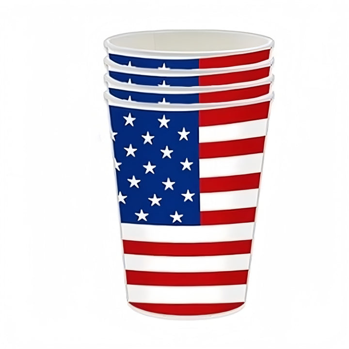 Unisex nan patriotic disposable party tableware and decoration kit with printed flag paper plates matching table covers napkins and pennant bunting Bowlift