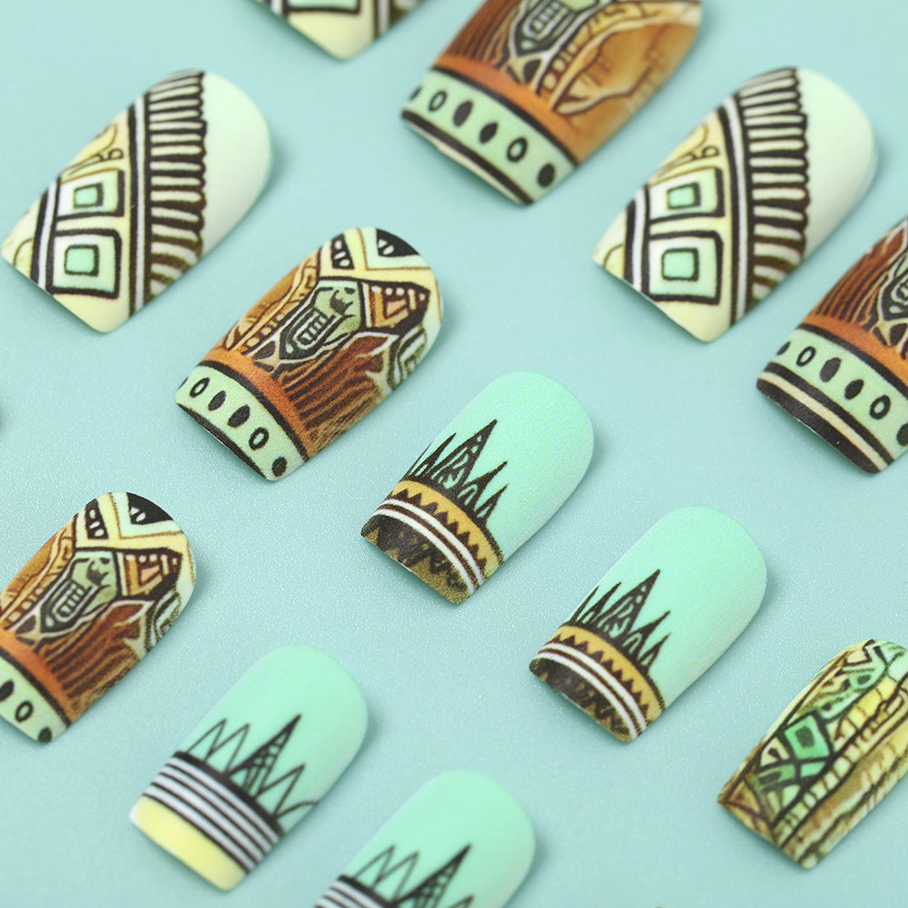 Artificial nails with creative ethnic design Bowlift