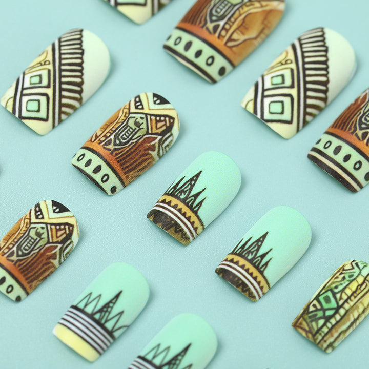 Artificial nails with creative ethnic design Bowlift