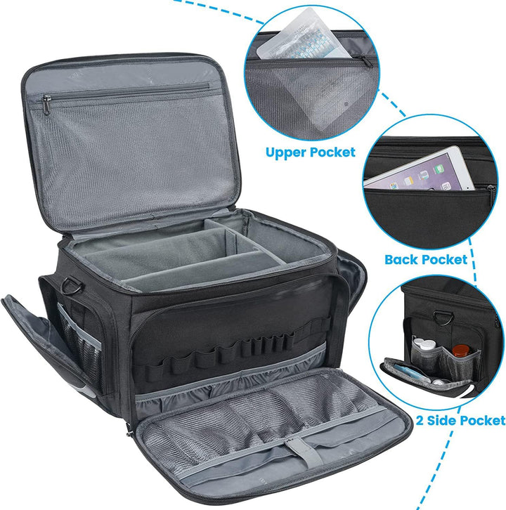 Unisex doctor's case with multiple compartments and organized storage Bowlift