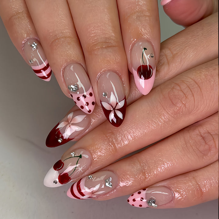 Artificial nails with creative fruit and flower designs Bowlift