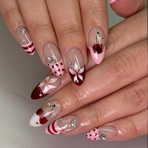 Artificial nails with creative fruit and flower designs Bowlift