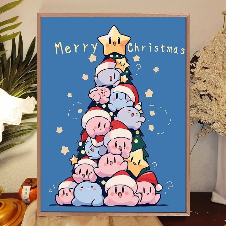 Whimsical Cat-Themed Holiday Canvas Art Print Bowlift