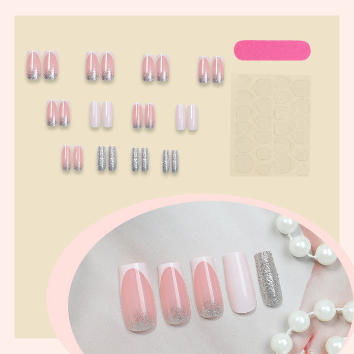Elegant Press-On Nail Set with Glittering Tips Bowlift