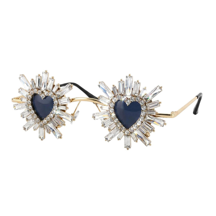 Women Heart-Shaped Sunglasses with Sparkling Crystal Decoration Bowlift