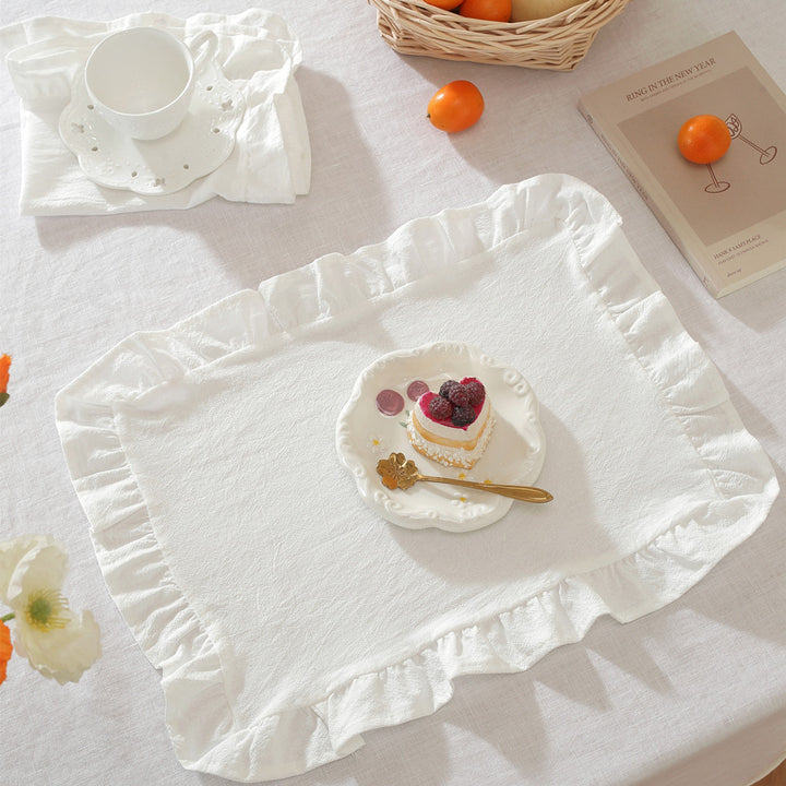 Gingham Lace Trim Table Mat