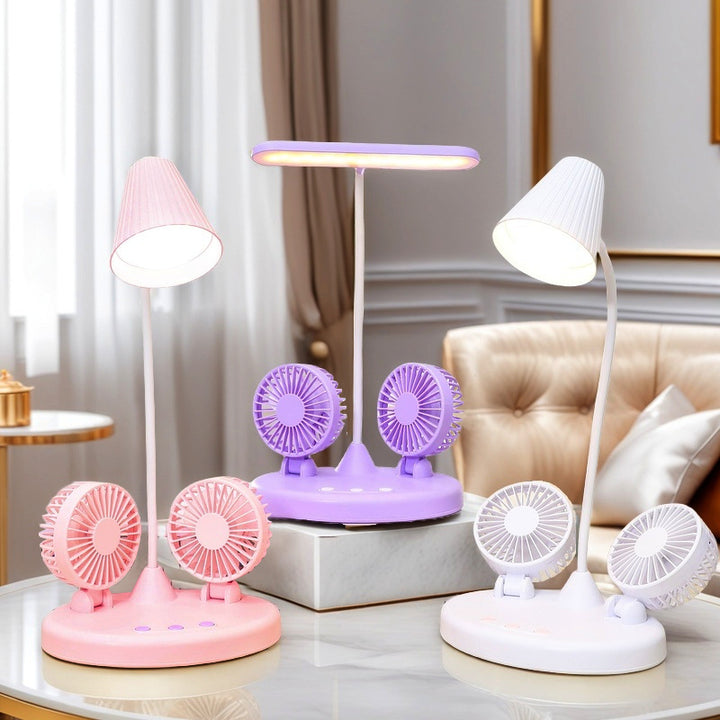 Ladies table fan with LED lighting and flexible tilt Bowlift