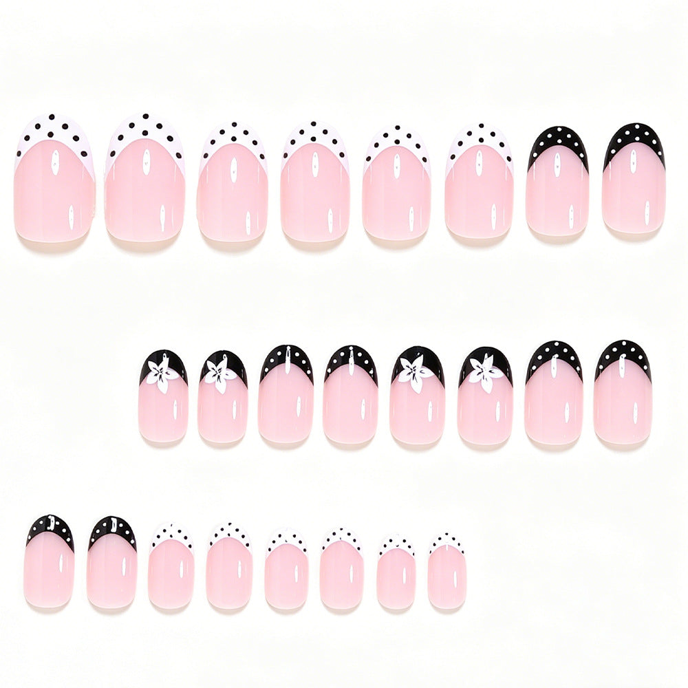 Decorative French Tip Press-On Nails Bowlift