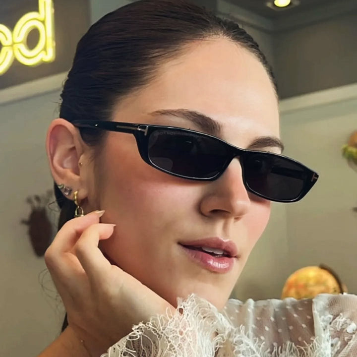 Women's fashionable sunglasses with narrow frame and brown lenses Bowlift
