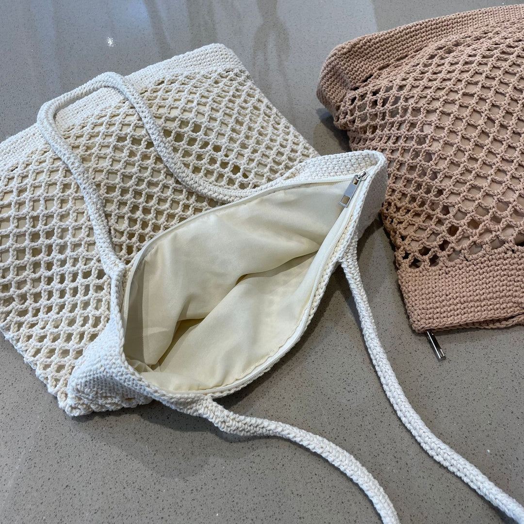 Hand-knotted shopping bag in modern net design Bowlift