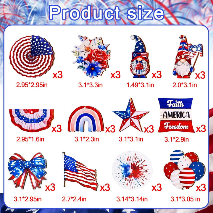 Unisex decorative party decoration set made of wooden pendants and table decoration with patriotic motifs Bowlift